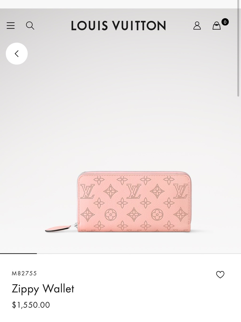 Louis Vuitton Monogram Zippy Wallet in Mahina pink
